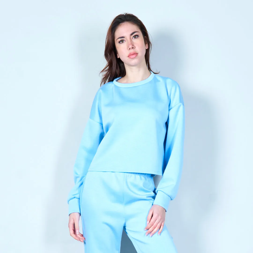 Cropped sweatshirt with ribbed cuffs wholesale