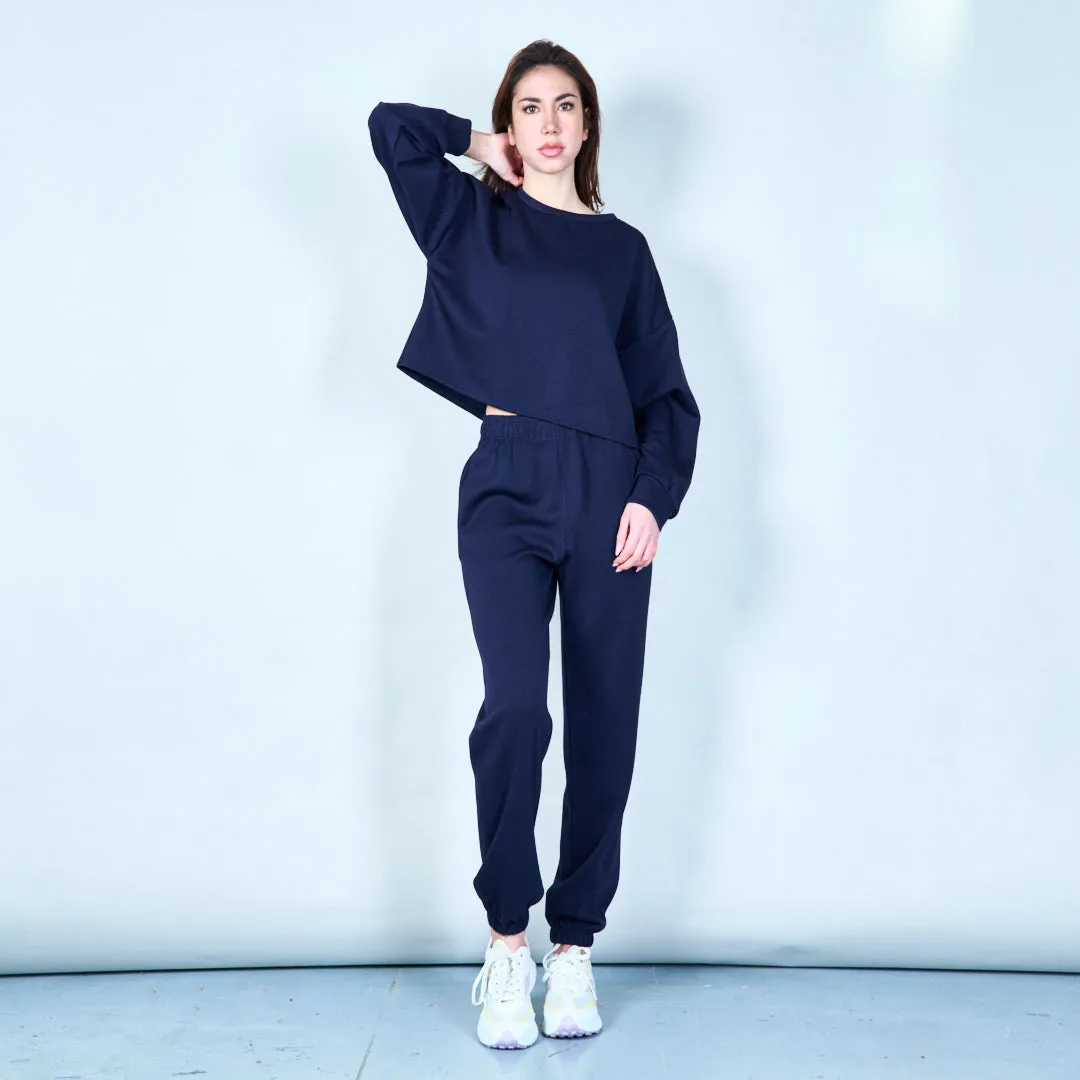 Cropped sweatshirt with ribbed cuffs wholesale