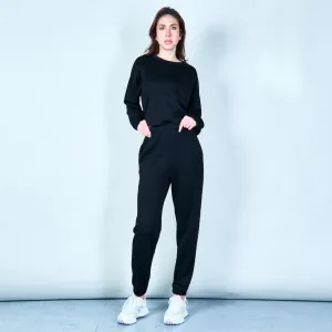 Cropped sweatshirt with ribbed cuffs wholesale