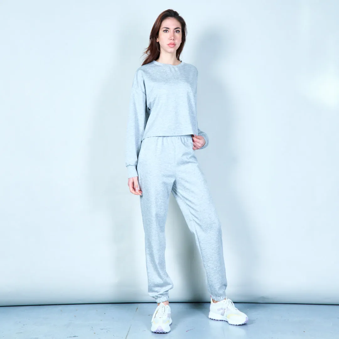 Cropped sweatshirt with ribbed cuffs wholesale