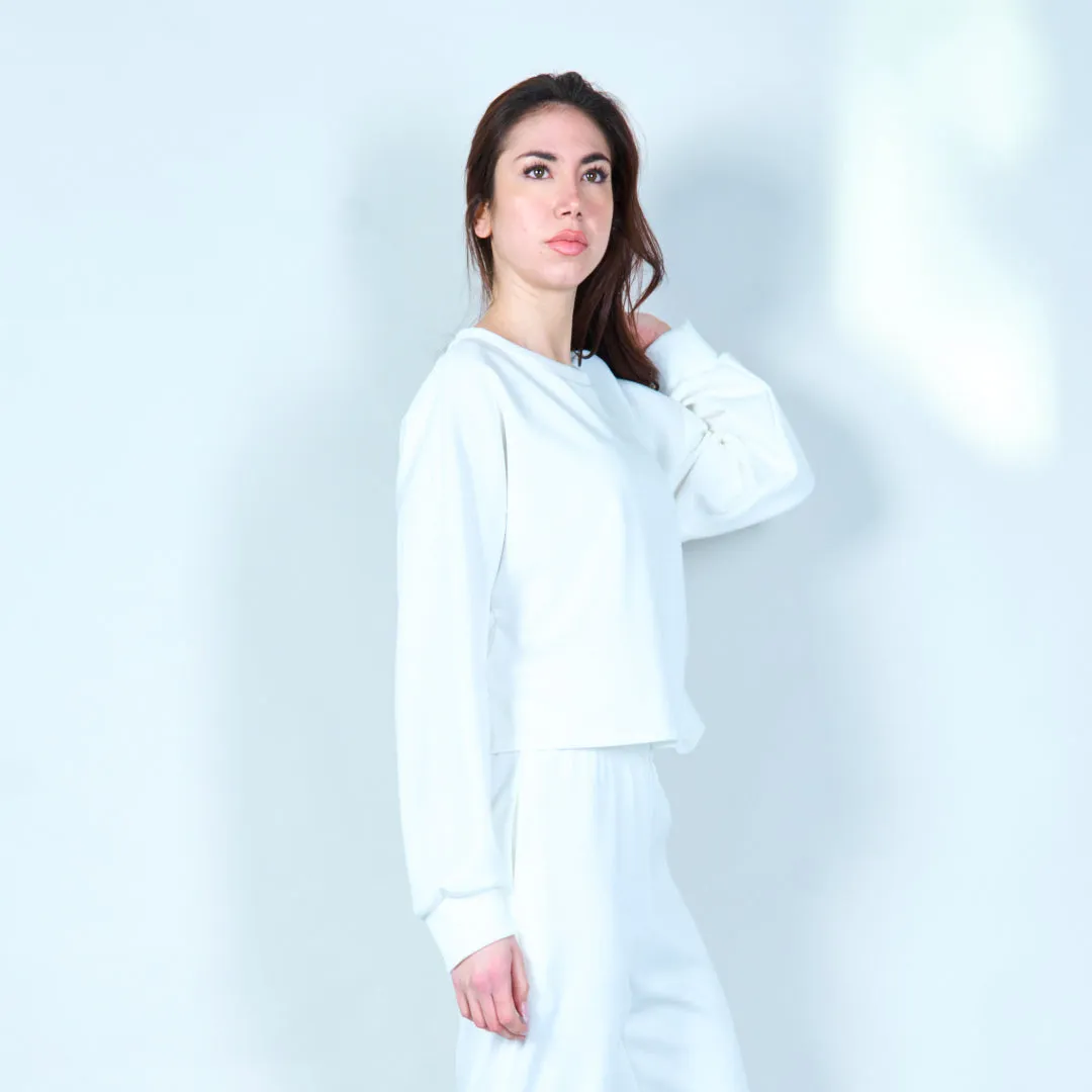 Cropped sweatshirt with ribbed cuffs wholesale