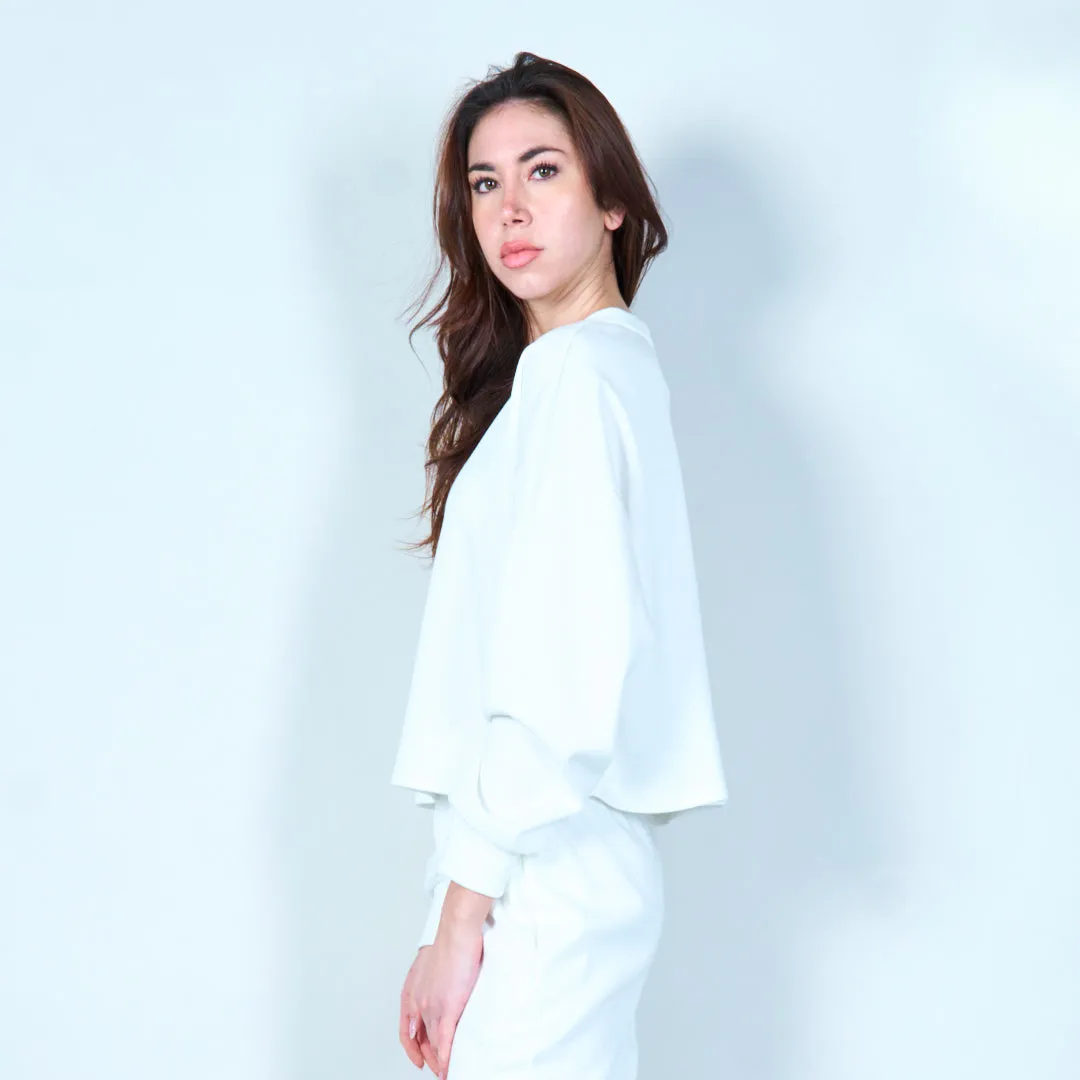 Cropped sweatshirt with ribbed cuffs wholesale
