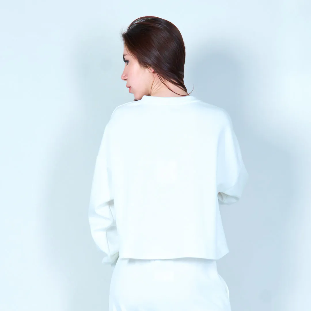 Cropped sweatshirt with ribbed cuffs wholesale