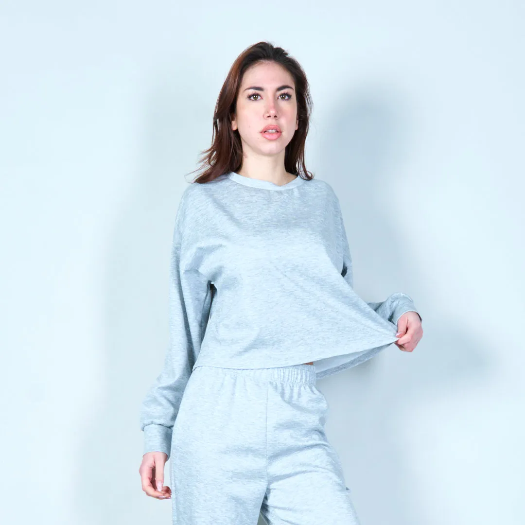 Cropped sweatshirt with ribbed cuffs wholesale