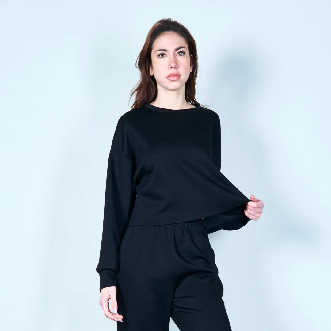 Cropped sweatshirt with ribbed cuffs wholesale