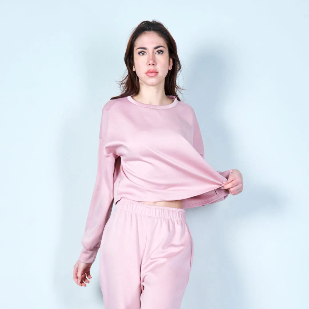 Cropped sweatshirt with ribbed cuffs wholesale