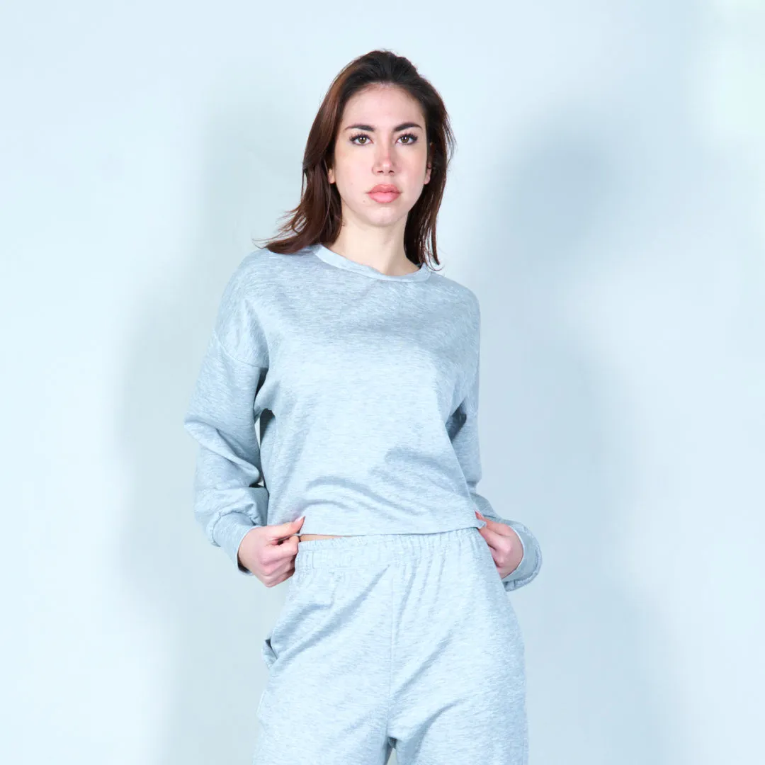 Cropped sweatshirt with ribbed cuffs wholesale