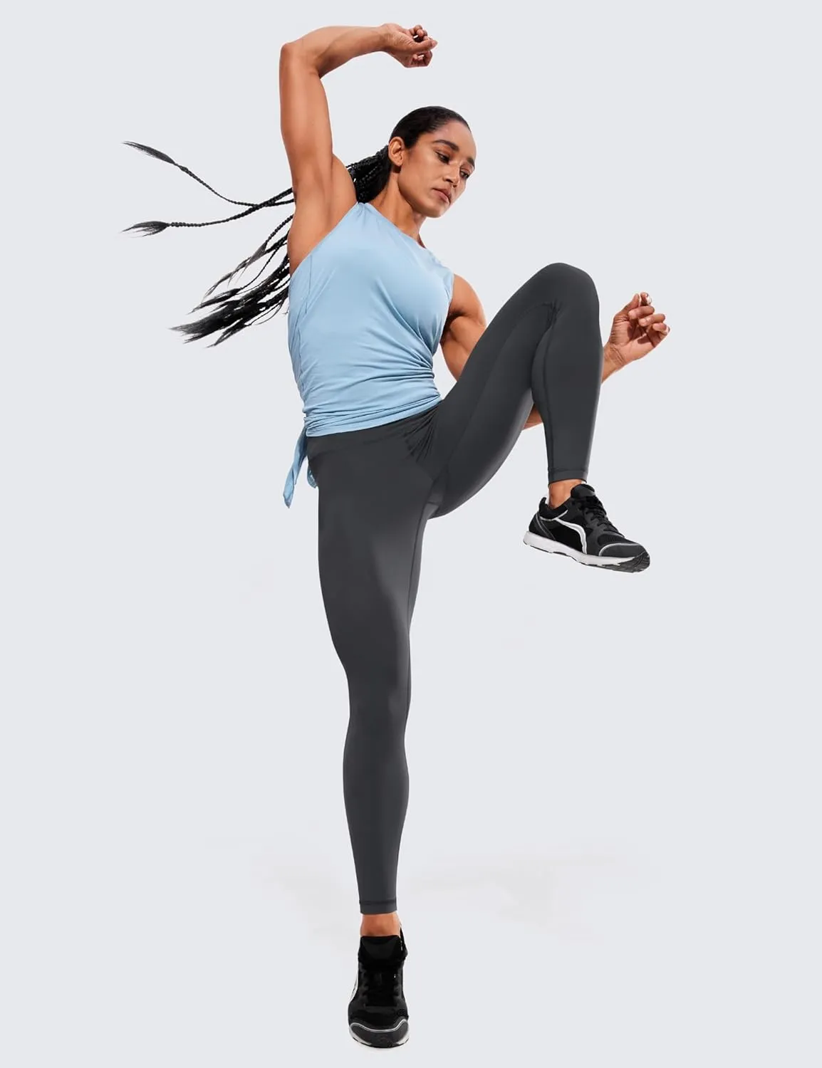 CRZ YOGA Women's Hugged Feeling Compression Leggings 28 Inches - High Waist Thick Tummy Control Workout Pants