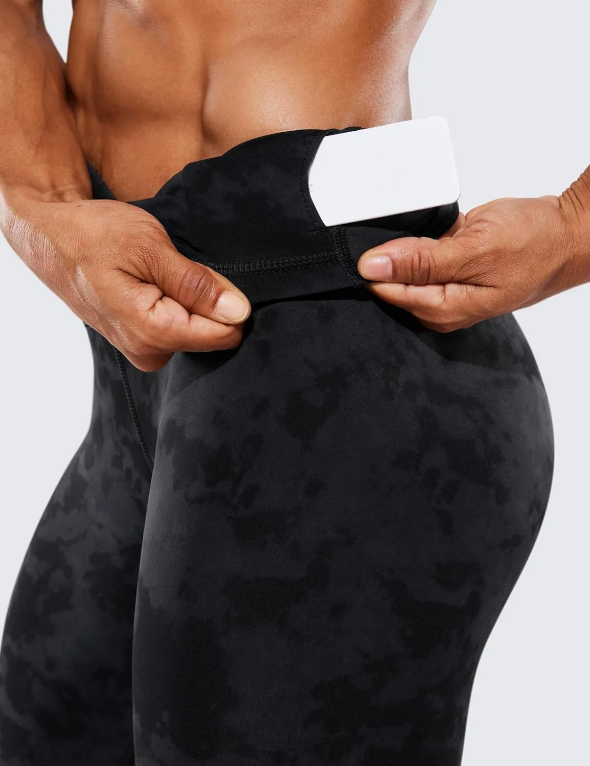 CRZ YOGA Women's Hugged Feeling Compression Leggings 28 Inches - High Waist Thick Tummy Control Workout Pants