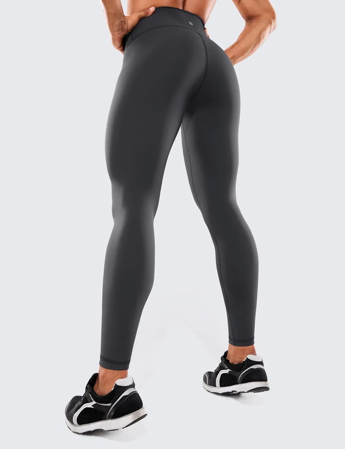 CRZ YOGA Women's Hugged Feeling Compression Leggings 28 Inches - High Waist Thick Tummy Control Workout Pants