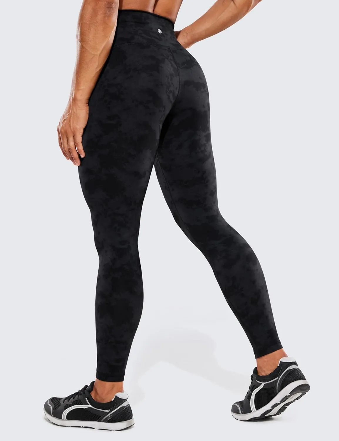 CRZ YOGA Women's Hugged Feeling Compression Leggings 28 Inches - High Waist Thick Tummy Control Workout Pants