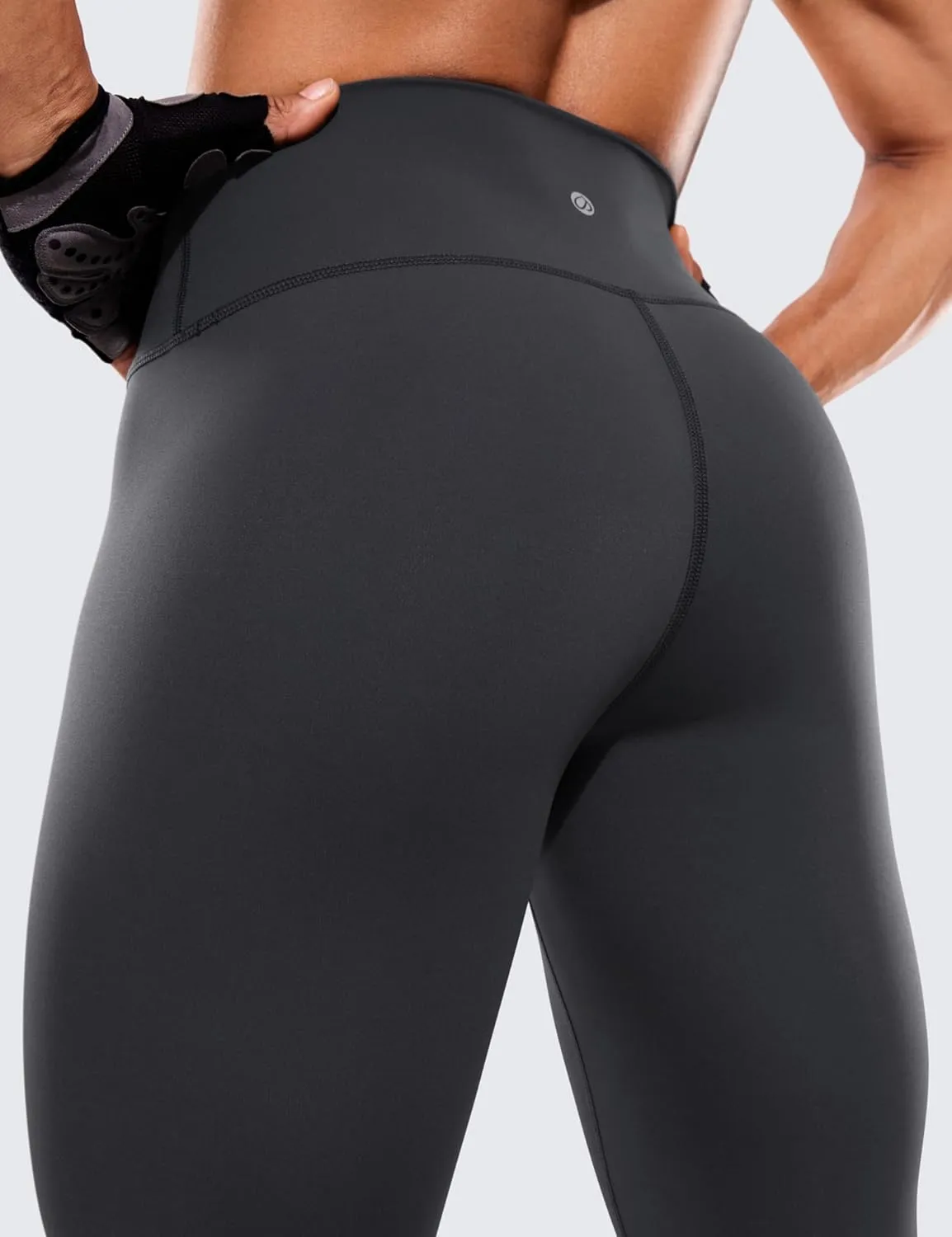 CRZ YOGA Women's Hugged Feeling Compression Leggings 28 Inches - High Waist Thick Tummy Control Workout Pants