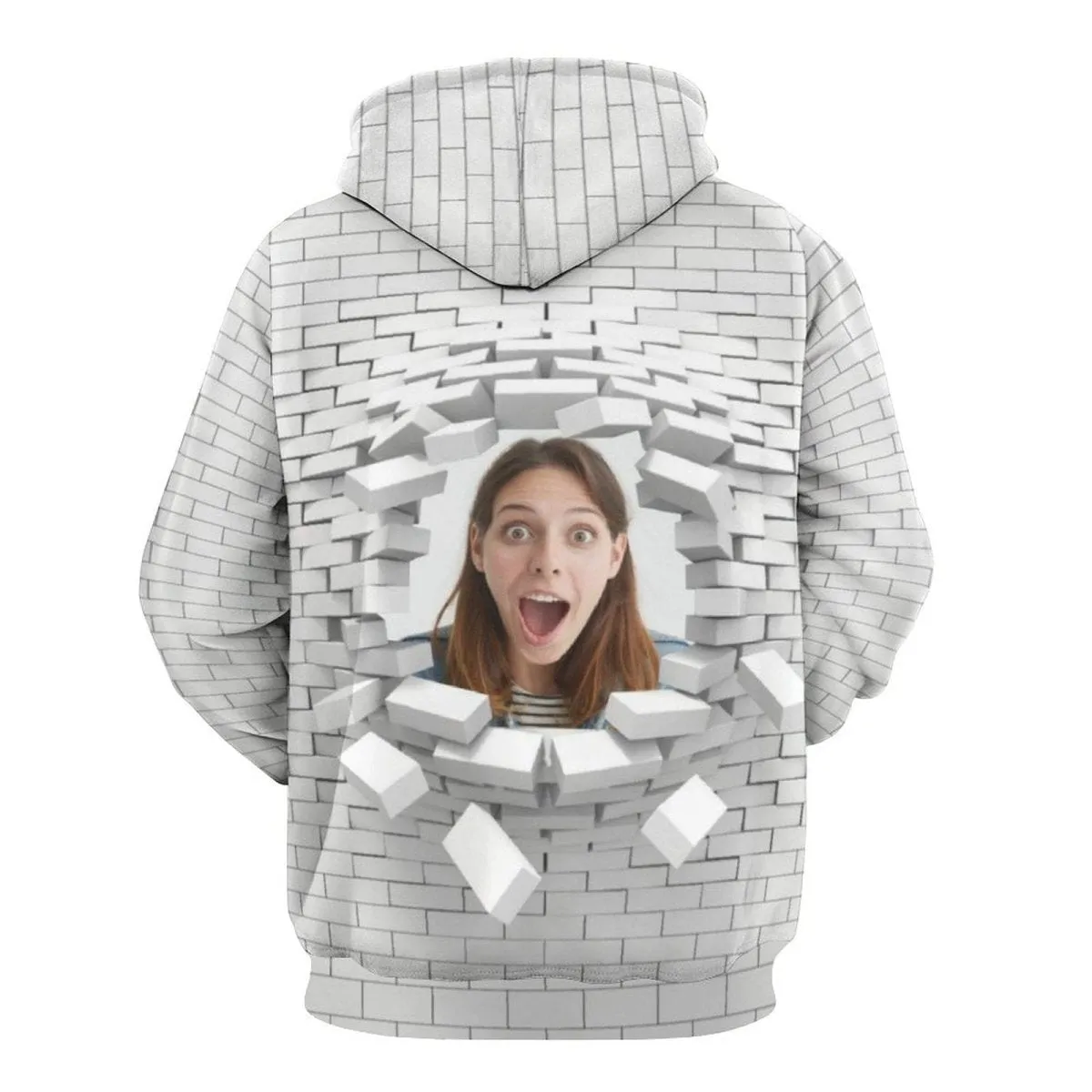 Custom Face Hoodie White Wall Background Large Size Hooded Pullover Personalized Big Face Loose Design Your Own Hoodie