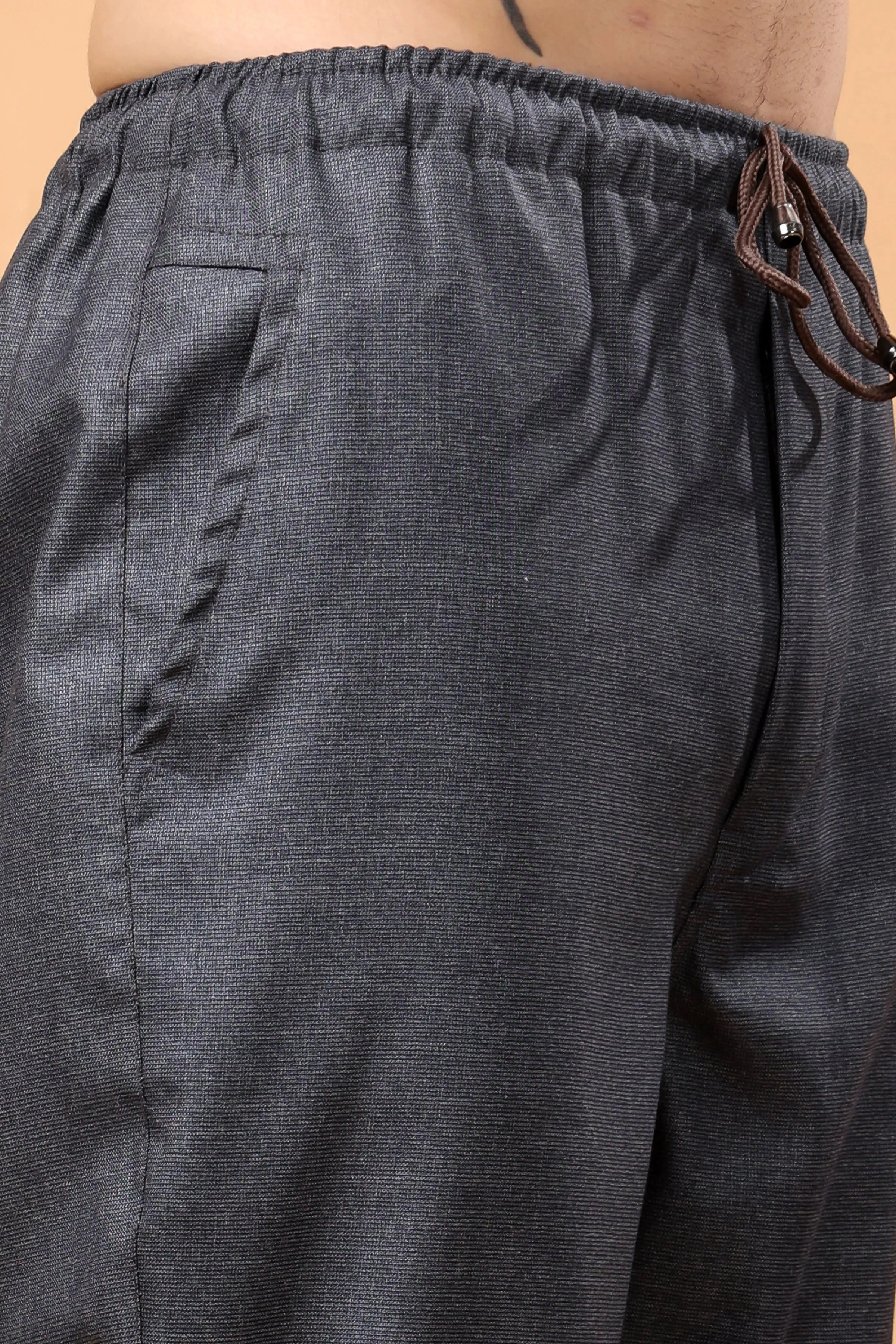 Dark Grey Textured Stretch Cargo