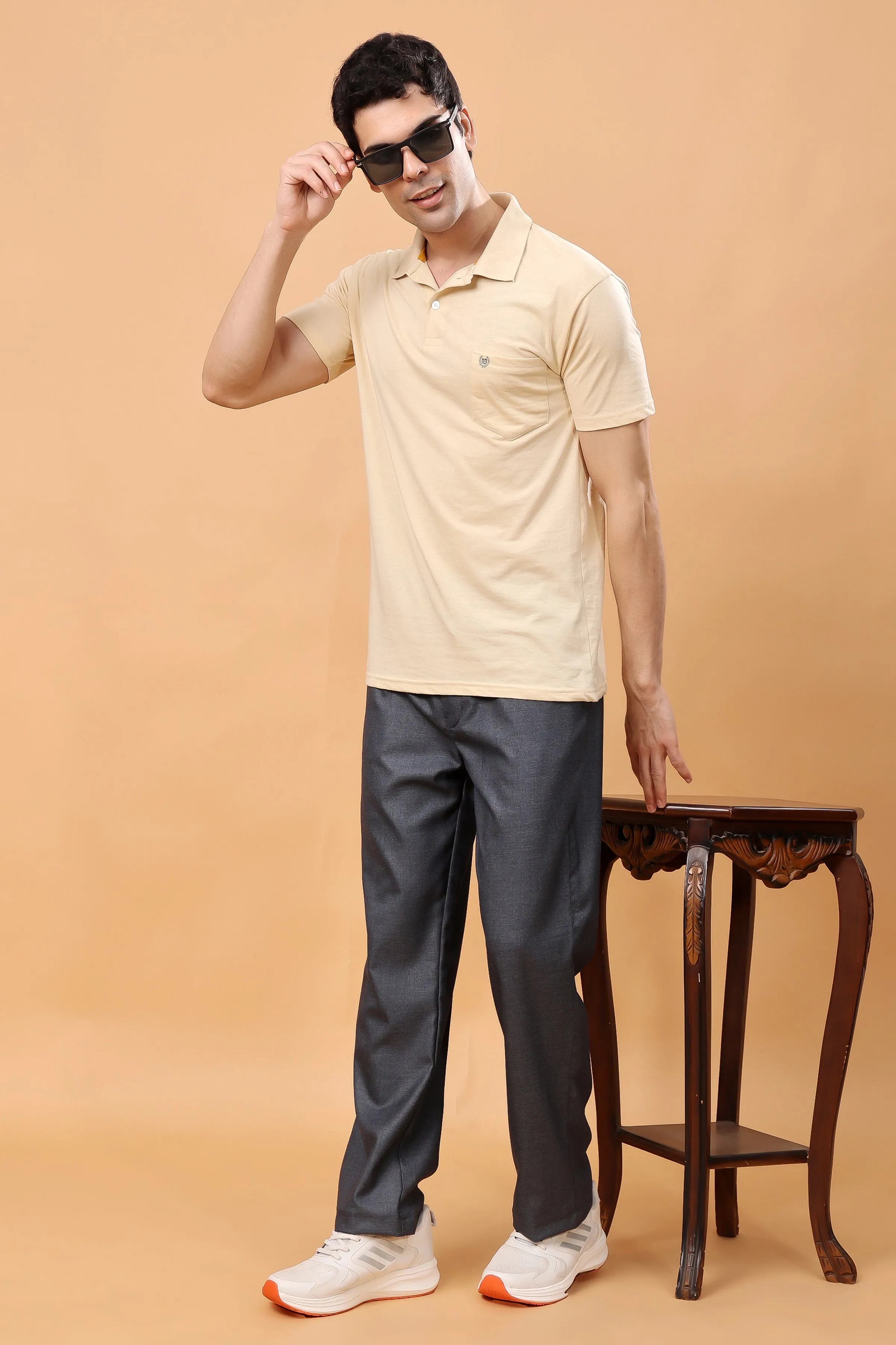 Dark Grey Textured Stretch Cargo