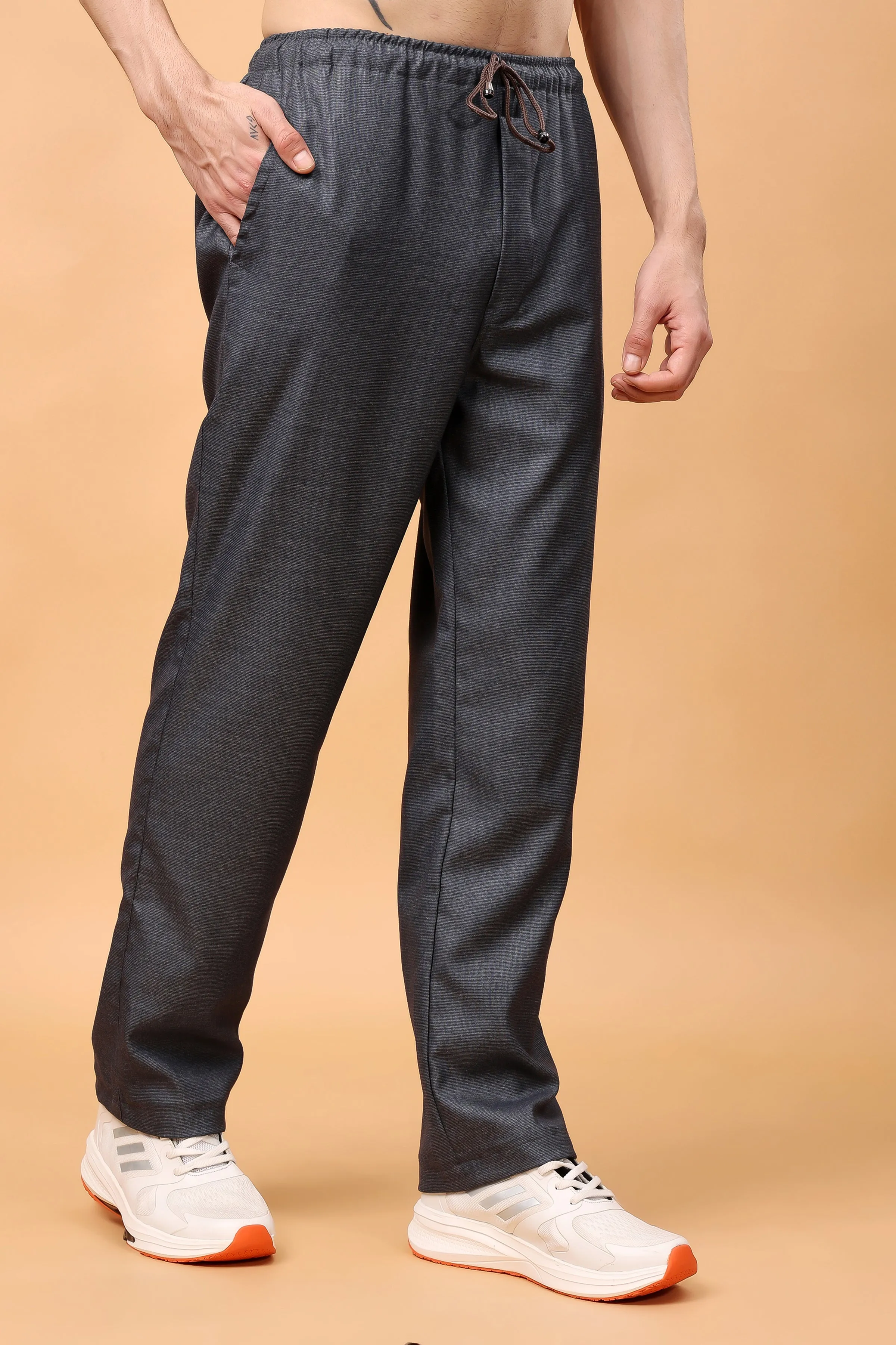 Dark Grey Textured Stretch Cargo