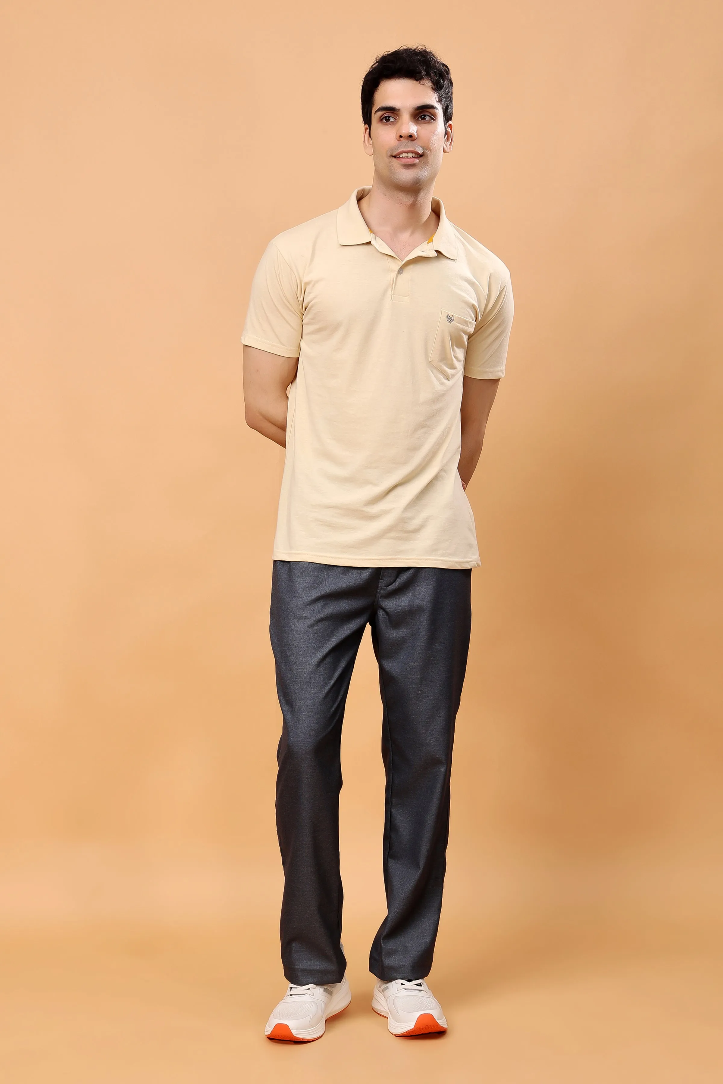 Dark Grey Textured Stretch Cargo