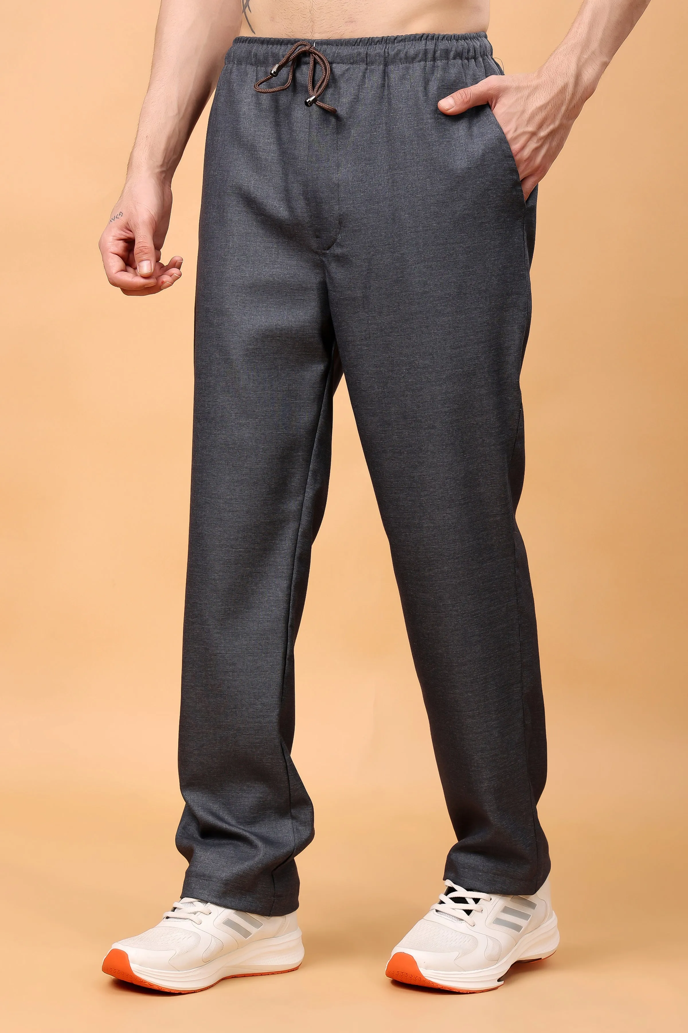 Dark Grey Textured Stretch Cargo