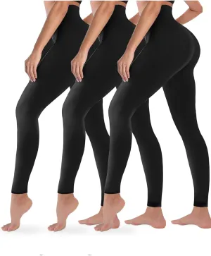 Diravo 3 Pack Black Leggings for Women,Tights Buttery Soft Tummy Control Pants Lined Legging for Yoga Workout Athletic