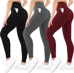 Diravo 3 Pack Black Leggings for Women,Tights Buttery Soft Tummy Control Pants Lined Legging for Yoga Workout Athletic
