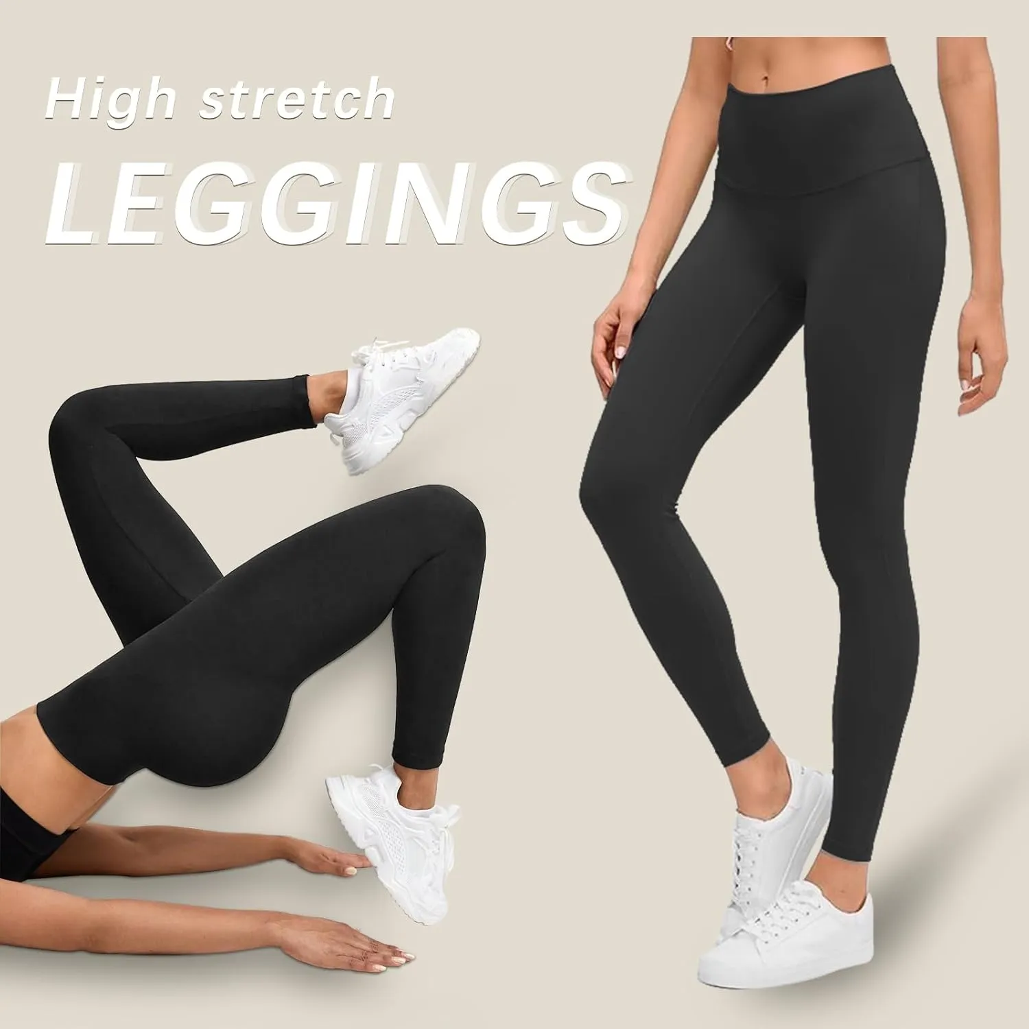 Diravo 3 Pack Black Leggings for Women,Tights Buttery Soft Tummy Control Pants Lined Legging for Yoga Workout Athletic