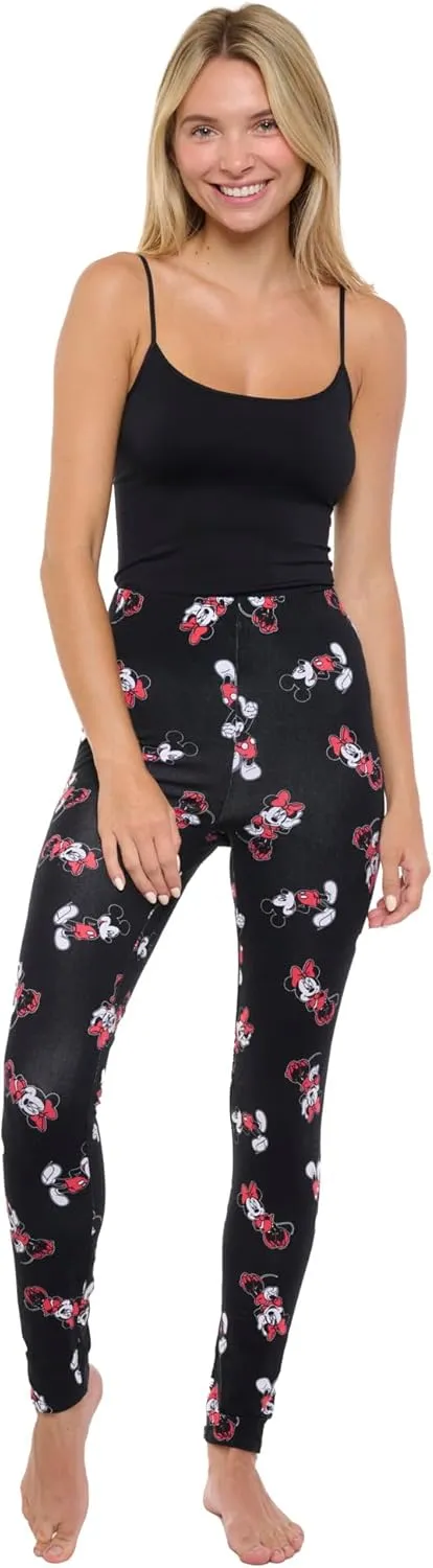 Disney Womens Leggings Mickey Minnie Mouse All Over Print Essentials Full Length