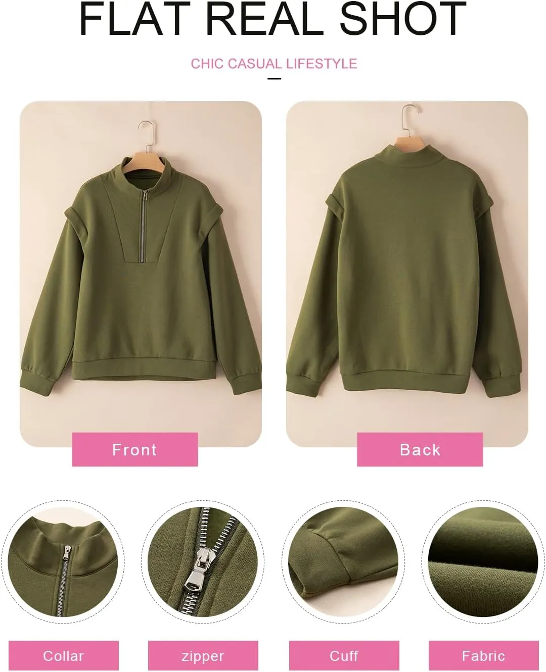 EVALESS Womens Oversized Sweatshirts Casual Half Zip Up Hoodies V Neck Long Sleeve Loose Fall Clothes Outfits Pullover