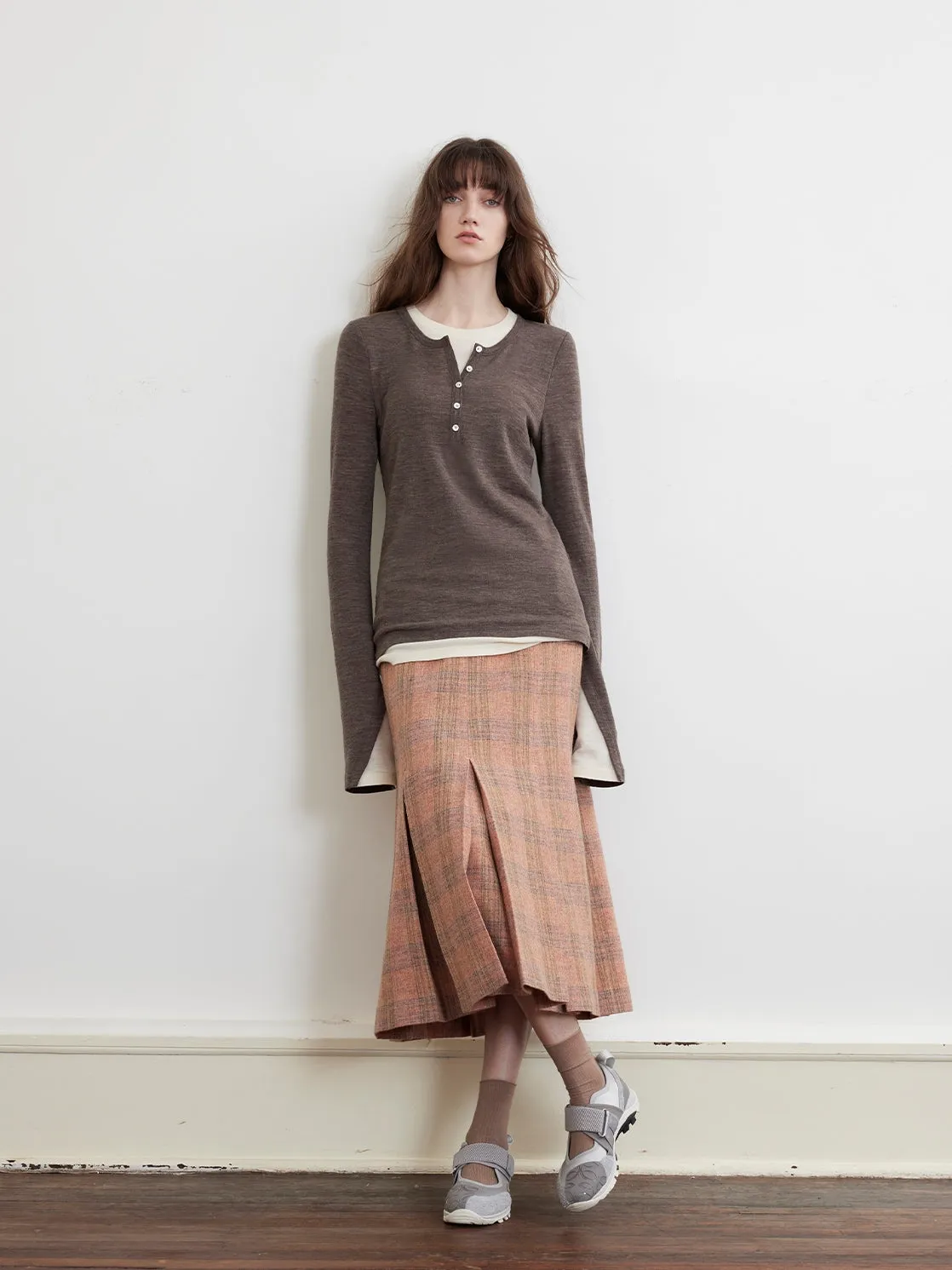 Faux Two-Piece Wool Sweater
