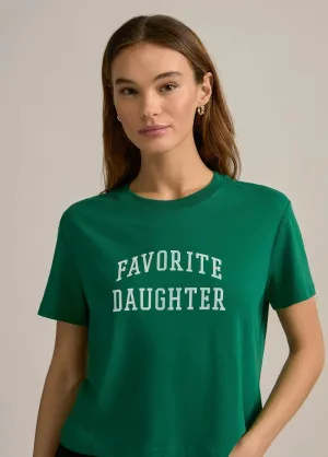 Favorite Daughter Cropped Collegiate Tee in Emerald with White