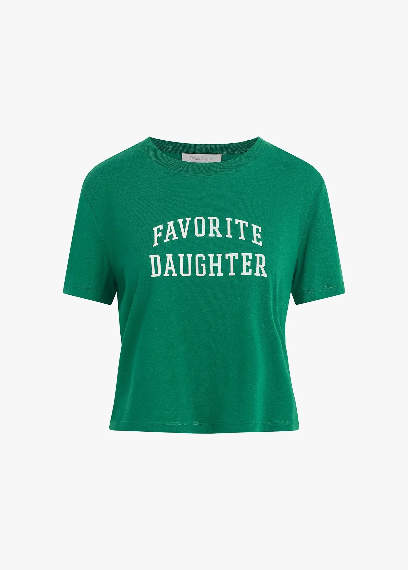 Favorite Daughter Cropped Collegiate Tee in Emerald with White