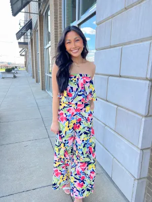 Floral Art Print Strapless Set