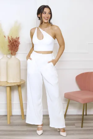 Focusing On Me Ivory Wide Leg Trousers