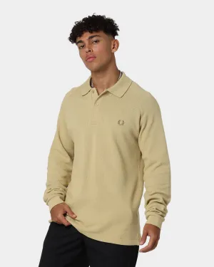 Fred Perry Mesh Piqué Long Sleeve Shirt Soft Gold