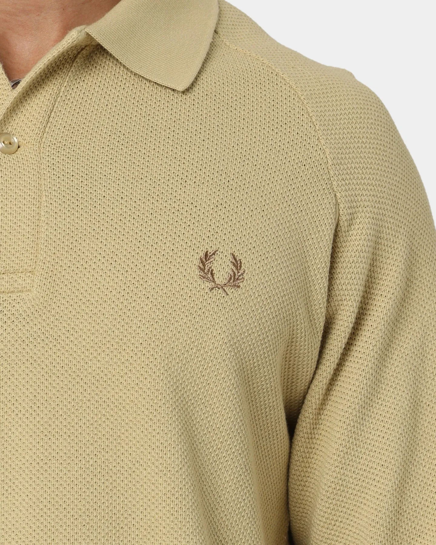 Fred Perry Mesh Piqué Long Sleeve Shirt Soft Gold