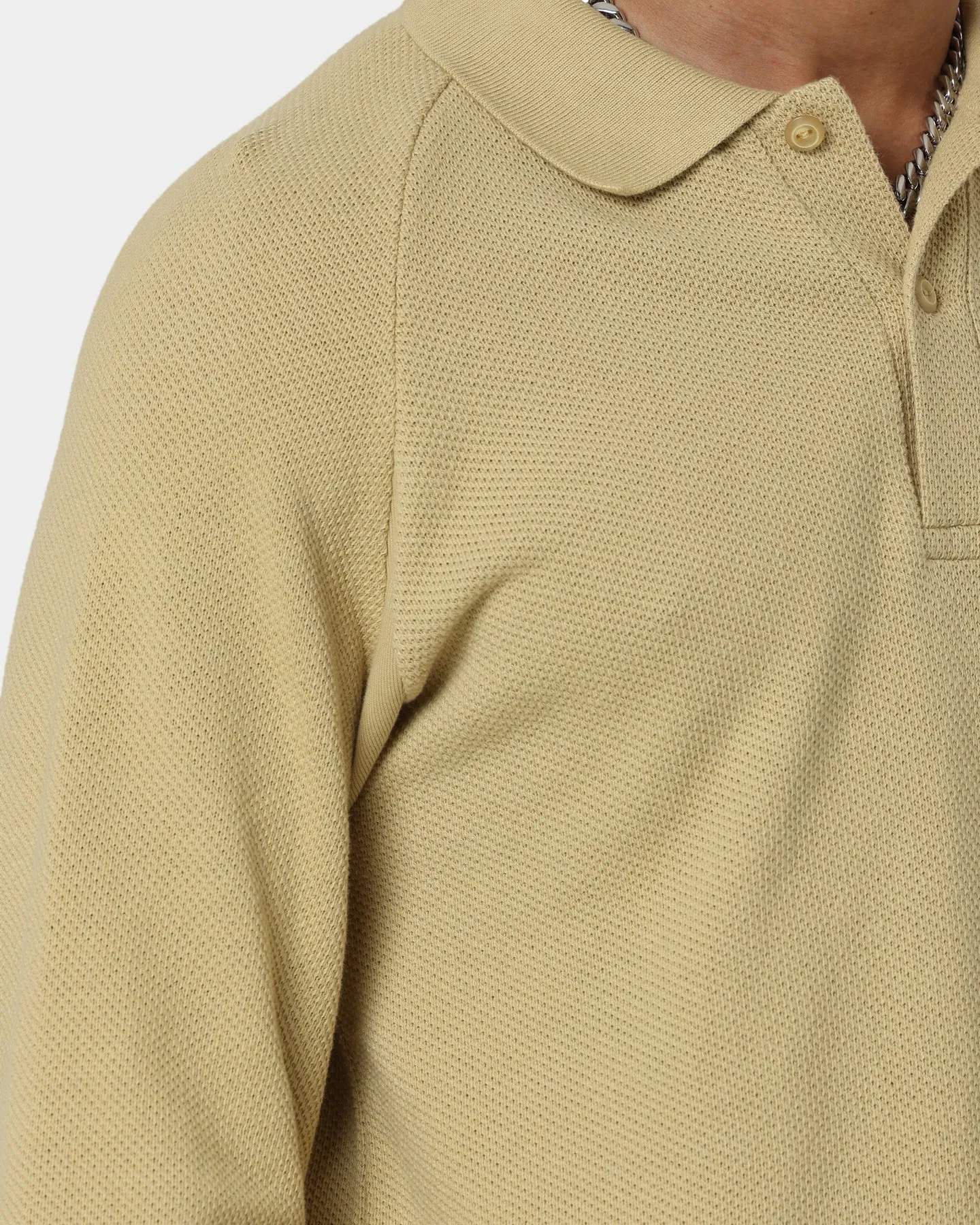 Fred Perry Mesh Piqué Long Sleeve Shirt Soft Gold