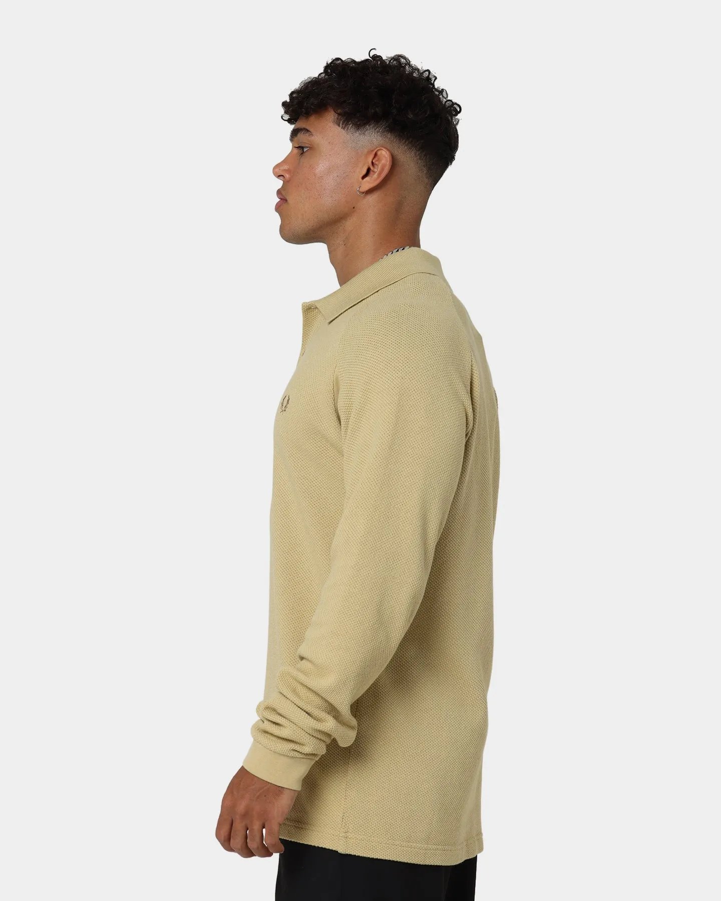 Fred Perry Mesh Piqué Long Sleeve Shirt Soft Gold