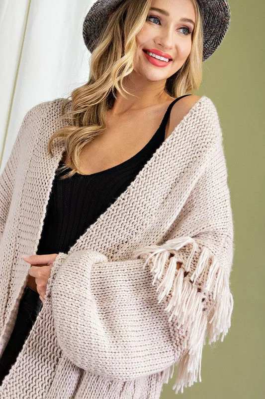 Fringe Open Front Cardigan