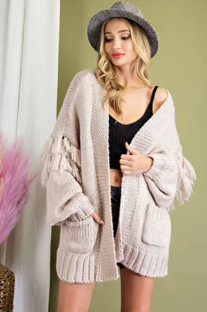 Fringe Open Front Cardigan