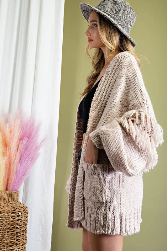 Fringe Open Front Cardigan