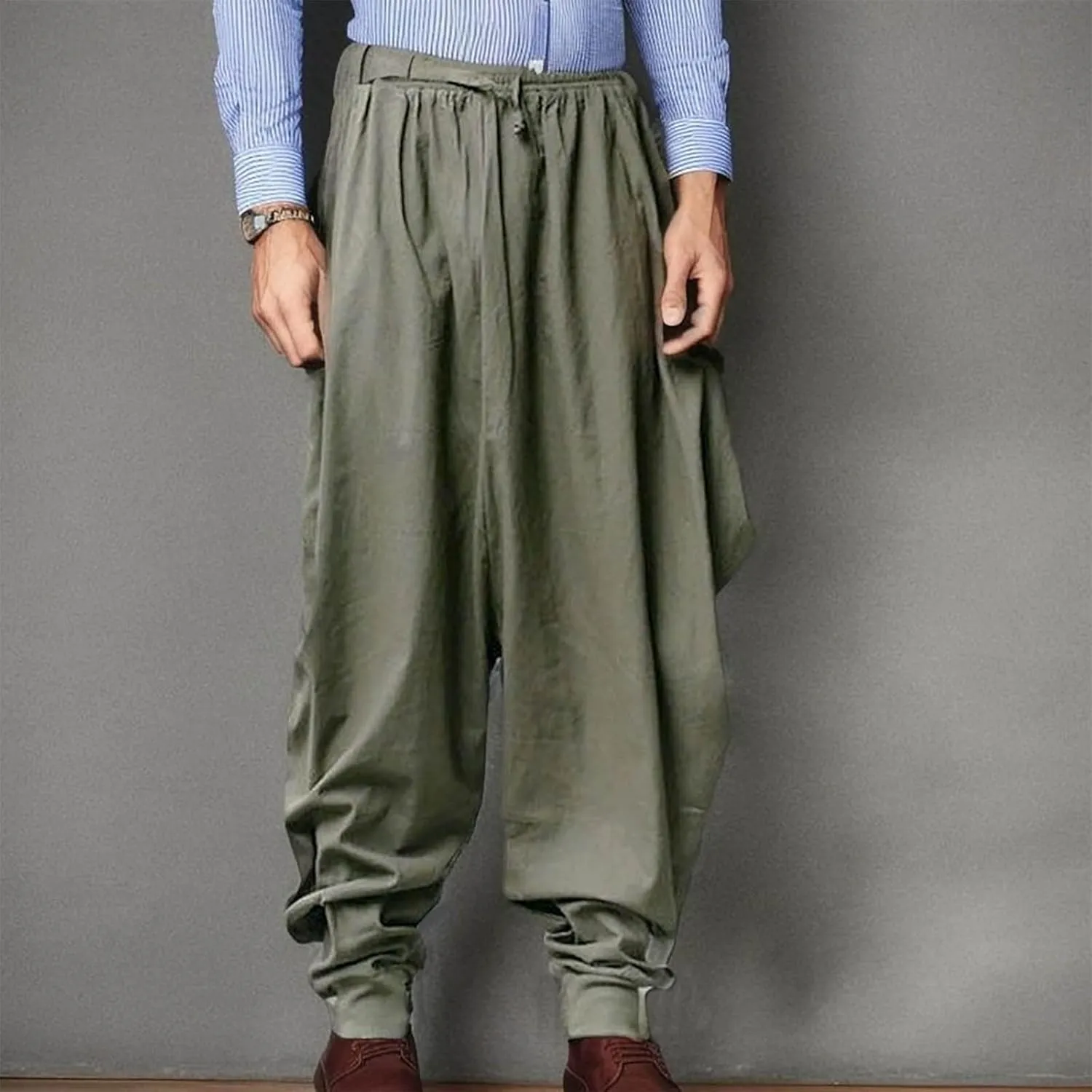 GIERIDUC Mens Stretch Waist Cargo Pants Mens Sweatpants Zipper Pockets Mens Smart Trousers Slim Fit Mens Leather Faux Pants