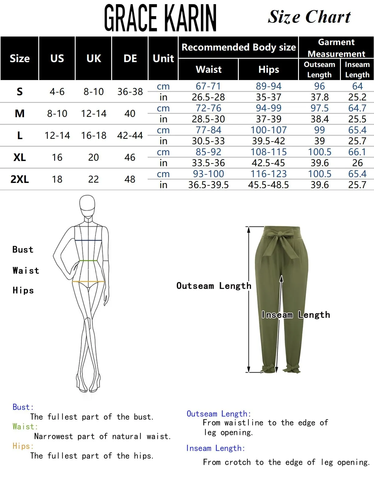GRACE KARIN Womens Casual High Waist Pencil Pants with Pockets Bow-Knot Cropped Paper Bag Pants for Work Blue-Gray S