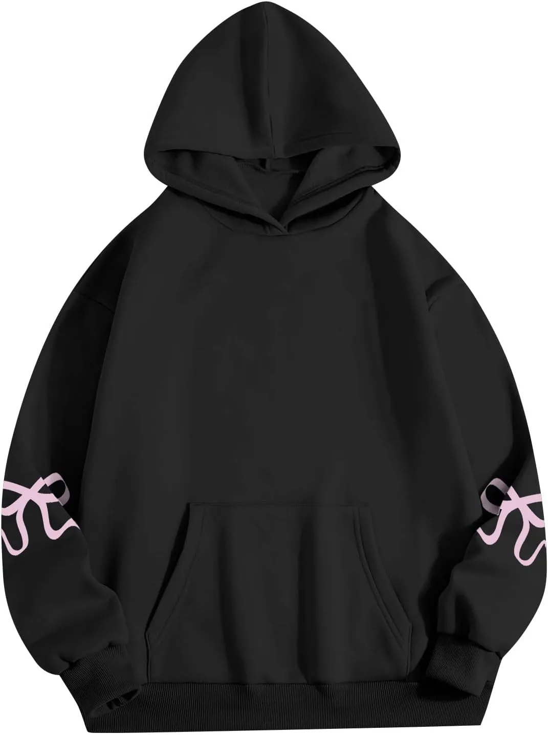 Gumipy Hoodies for Women Fleece Bow Graphic Hoodies Pullover Y2K Long Sleeve Oversized Hoodies Spring Clothes for Women 2025
