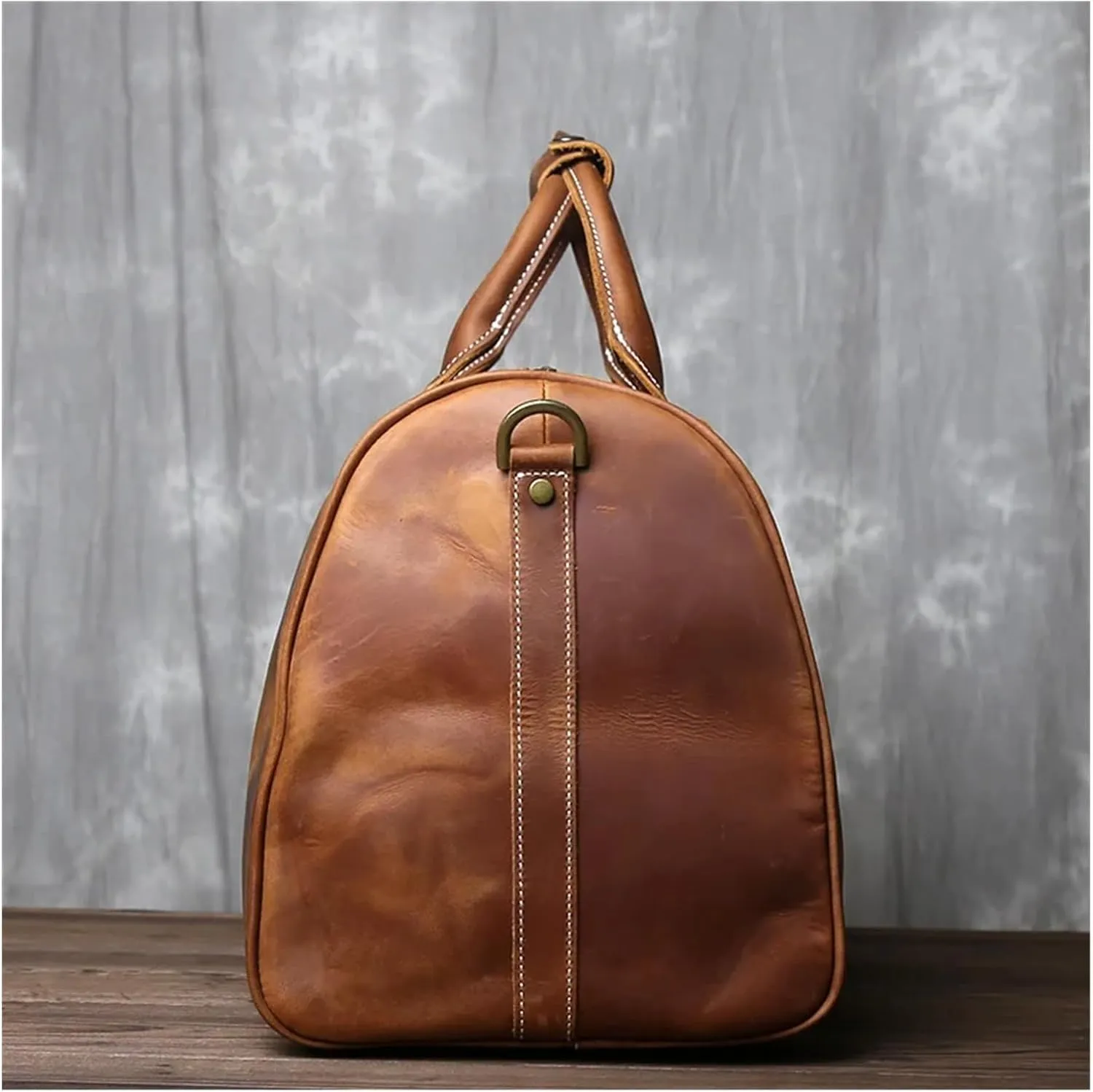 Handbag For Mens Large Capacity Multi-functional Leather Simple Business Outdoor Crossbody Travel Bag For Men(Dark Brown)