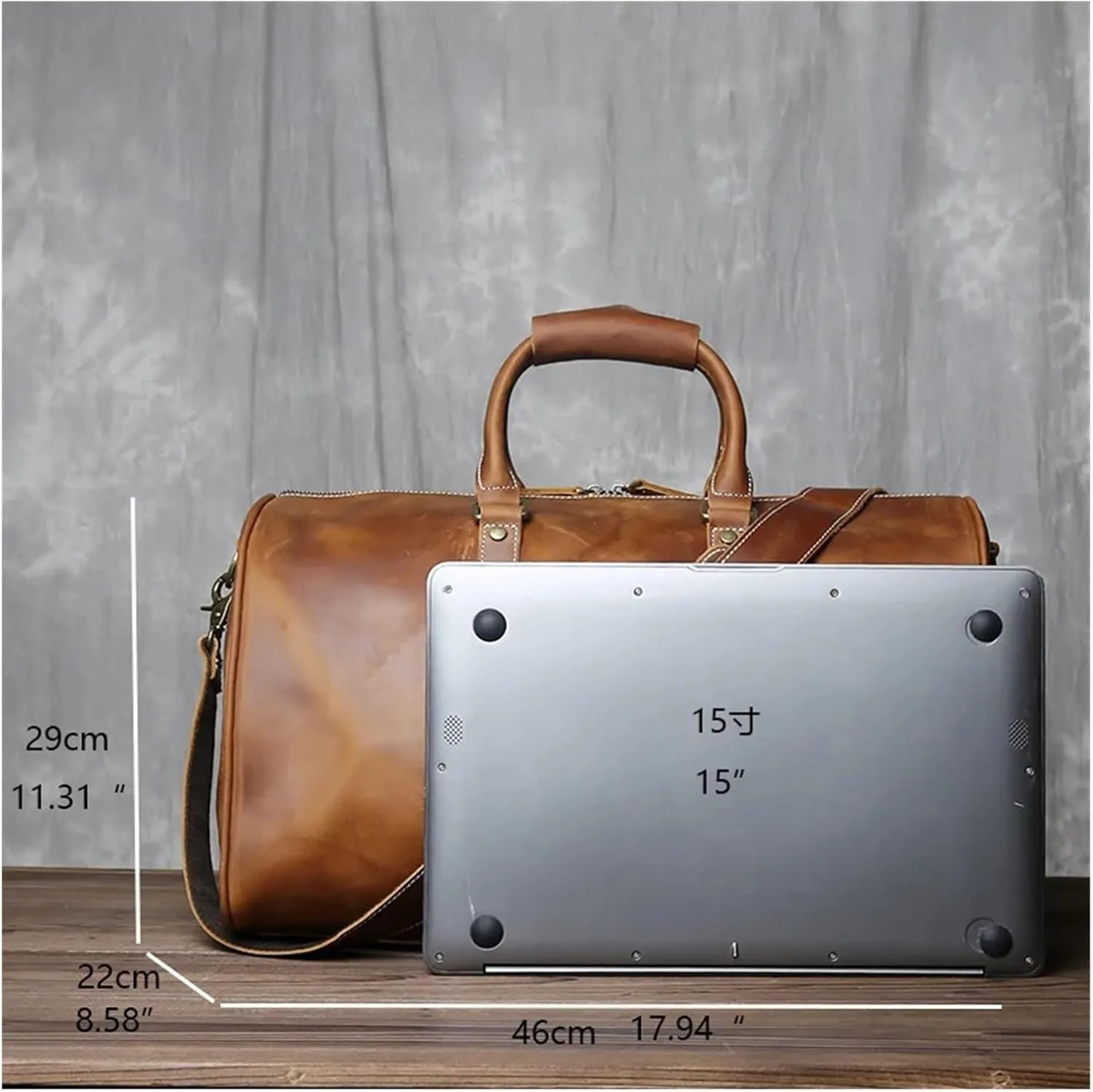 Handbag For Mens Large Capacity Multi-functional Leather Simple Business Outdoor Crossbody Travel Bag For Men(Dark Brown)