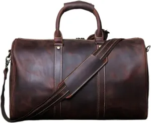 Handbag For Mens Large Capacity Multi-functional Leather Simple Business Outdoor Crossbody Travel Bag For Men(Dark Brown)