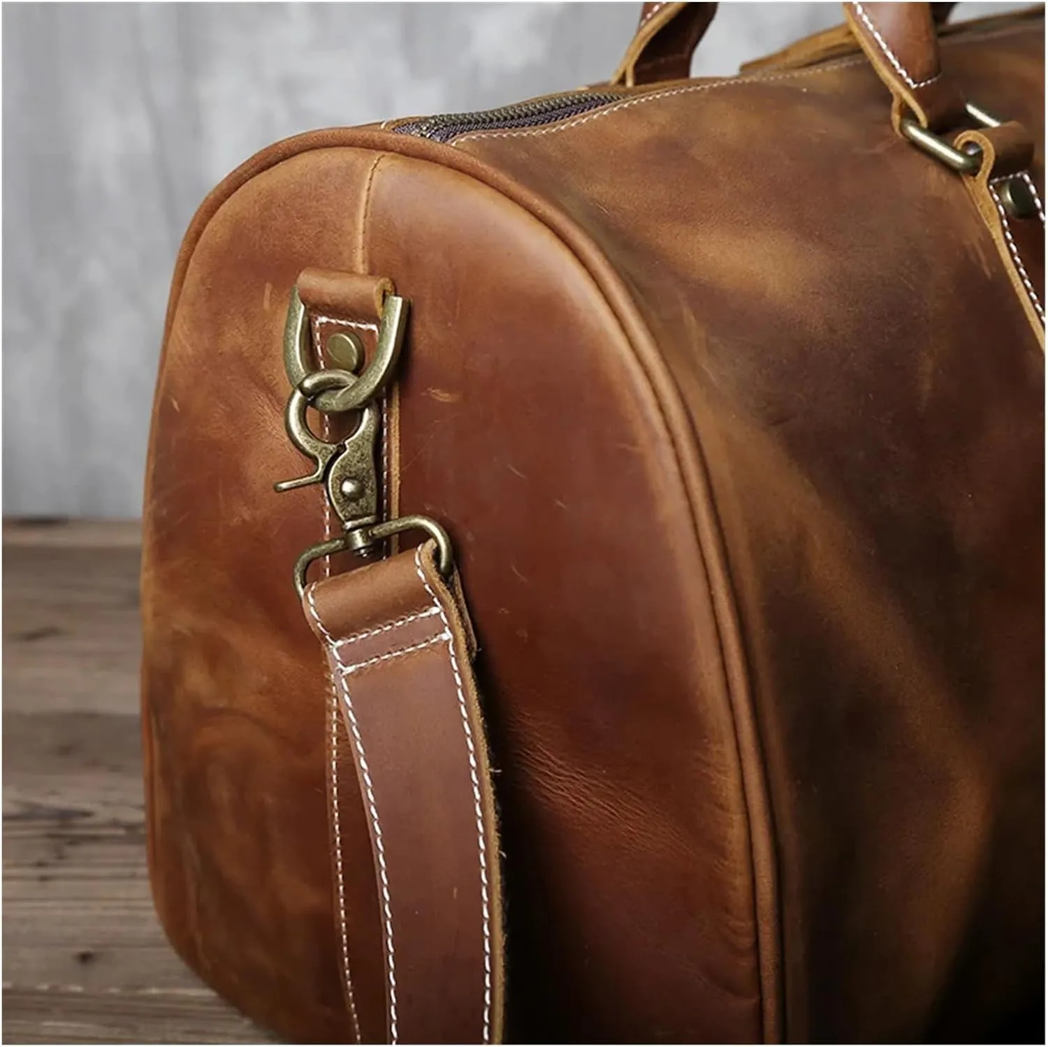 Handbag For Mens Large Capacity Multi-functional Leather Simple Business Outdoor Crossbody Travel Bag For Men(Retro Brown)