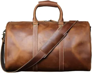 Handbag For Mens Large Capacity Multi-functional Leather Simple Business Outdoor Crossbody Travel Bag For Men(Retro Brown)