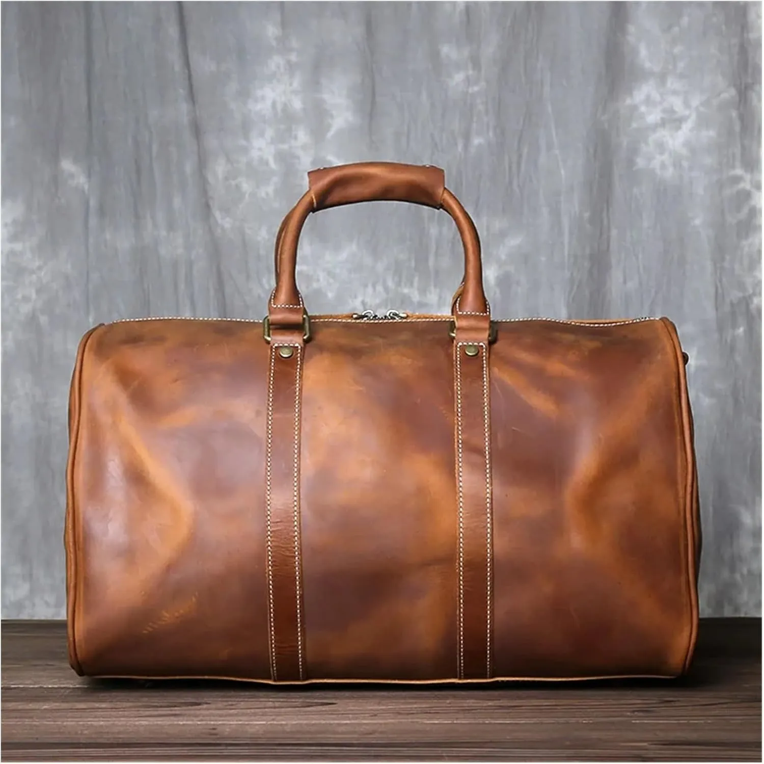 Handbag For Mens Large Capacity Multi-functional Leather Simple Business Outdoor Crossbody Travel Bag For Men(Retro Brown)