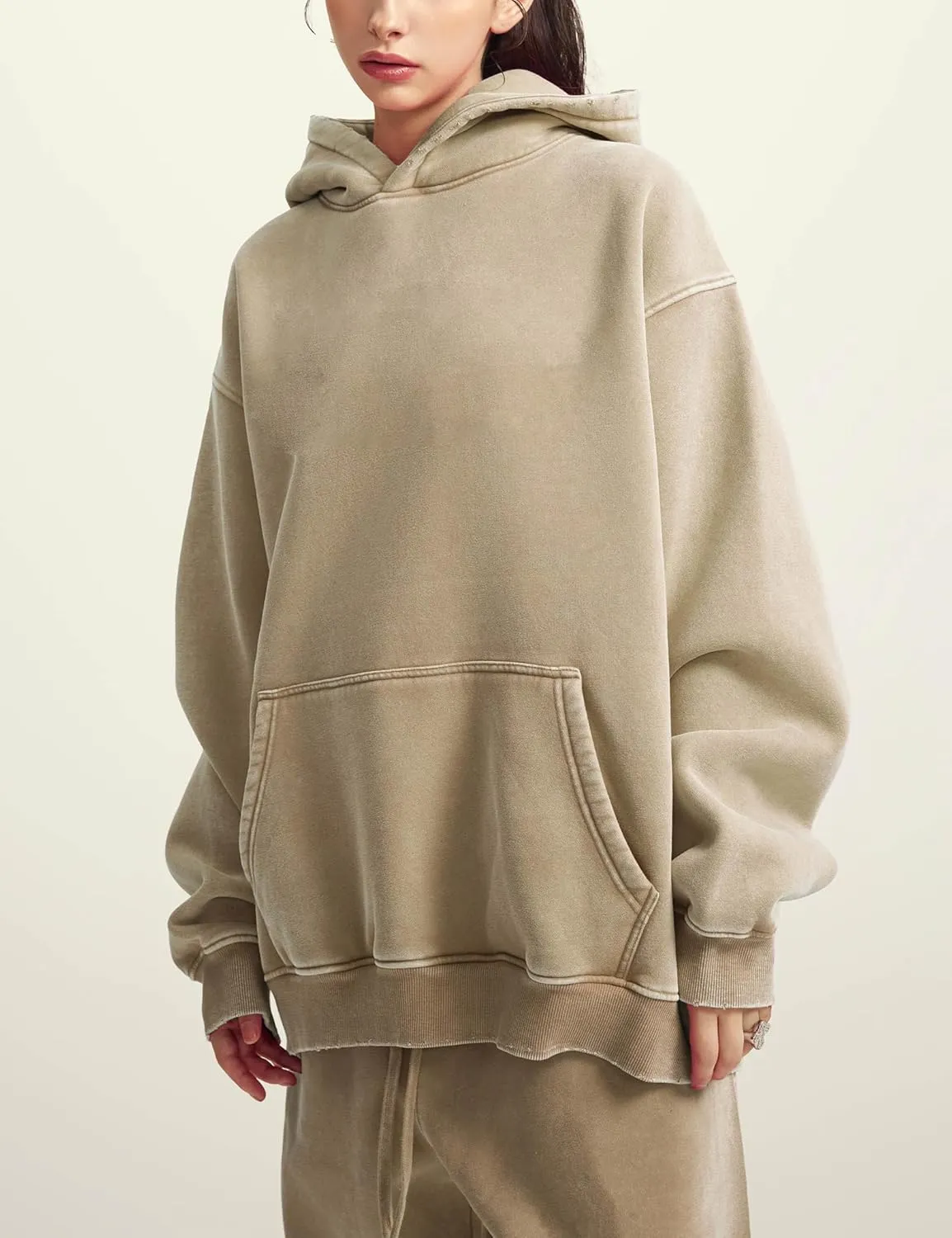 hathne Men's Oversized Hoodies Sweatshirt Cotton Wash Hooded Baggy Pullover Hoodies Vintage Winter Spring
