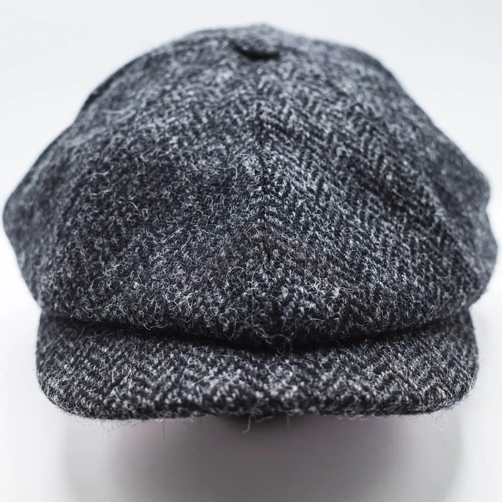 Herringbone Tweed Newsboy Cap - Gunmetal